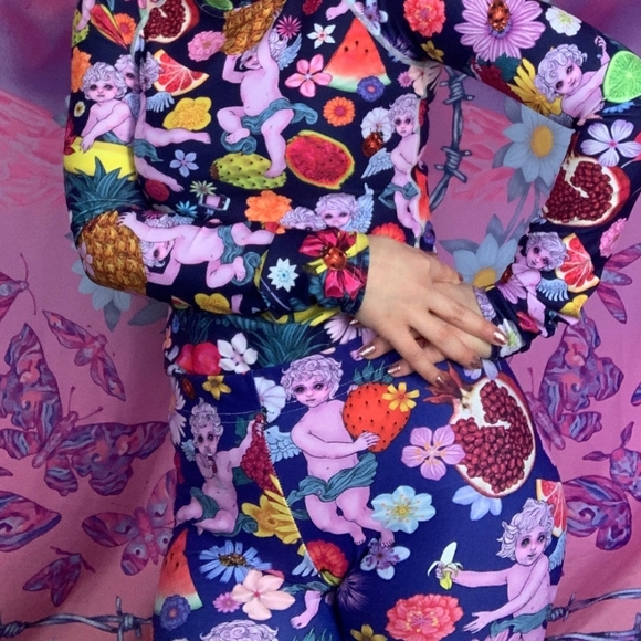 Beautiful Genius Pants - Beautiful Genius x Jordan Piantedosi maximalist fruit+ cherub leggings